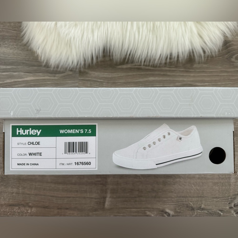 👟💕🤍HURLEY Women's Slip On No Laces Sneakers White Size 7.5 - Picture 4 of 8